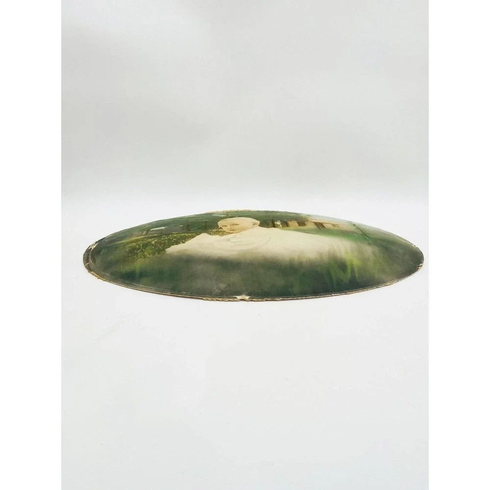 Antique Oval Photo of Baby Boy Died in 1919 Flu Pandemic Hand Painted Convex - Picture 7 of 7